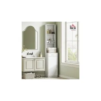 Koupelnový nábytek HOMCOM Vysoká koupelnová skříňka bílá