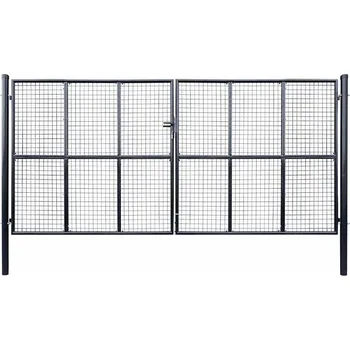 branka vidaXL Pletivá zahradní branka pozinkovaná ocel 400 x 175 cm šedá