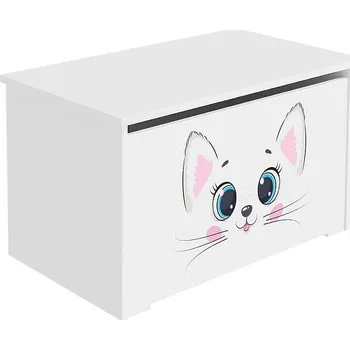 Dětská skříň Truhla na hračky Daria bílá s potiskem Pink Cat