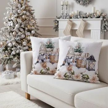 Polštář Návlek na polštář, Vánoční hvězda a trpaslík, 40 x 40 cm