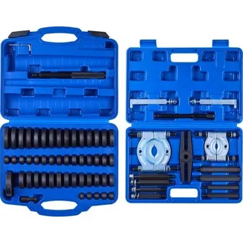 Sada nářadí Sada lisů na ložiska , 52+14 dílů, 2 v 1 nástroj na utahování pouzder a sada na utahování ložisek, sada utahováků oběžných kol a těsnění s 49 pouzdry, separátory a čelistmi, sada nástrojů pro demontáž a montáž pro těžký provoz s pouzdrem