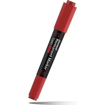 Popisovač permanentní oboustranný se dvěma hroty červený MONAMI Twin 109