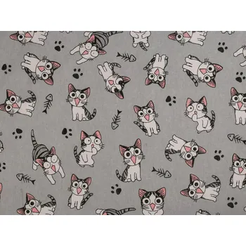 Bavlněná metráž / imitace lnu hrubší, kočka