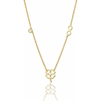 Náhrdelník Flamenco Mystique Náhrdelník z chirurgické oceli pokovený 14k zlatem, celebritní CLOVER, kubická zirkonie NST2250
