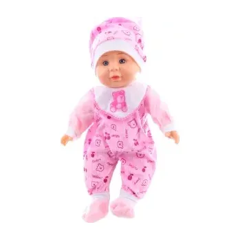 Panenka Miminko se zvuky 30 cm – růžový obleček