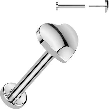 Piercing Šperky4U Piercing do brady srdíčko - PUSH IN labreta TITAN - TIT1680