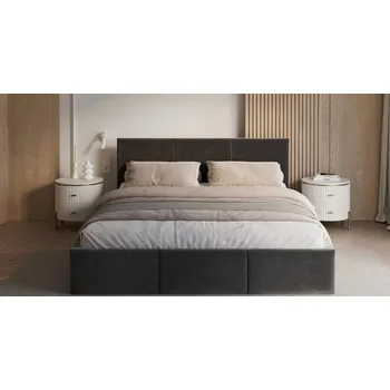 Postel Čalouněná postel FRESIA 160x200cm Tmavě šedá Paris s úložným prostorem kovový rošt