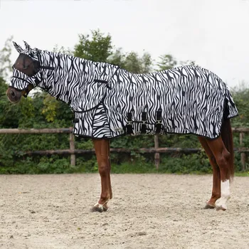 Deka pro koně Deka proti hmyzu QHP - s krkem a maskou, zebra, 135 cm