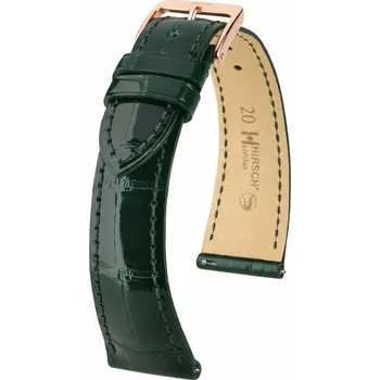 Řemínek na hodinky Kožený řemínek Hirsch London L 04307041-7, zelený, aligátoří kůže, délka L, Quick Release
