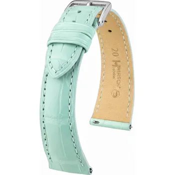 Řemínek na hodinky Kožený řemínek Hirsch London L 04307081-2, modrý, aligátoří kůže, délka L, Quick Release - 19 mm