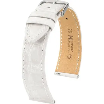 Řemínek na hodinky Kožený řemínek Hirsch Genuine Croco L 01808000-2, bílý, krokodýlí kůže, délka L, Quick Release