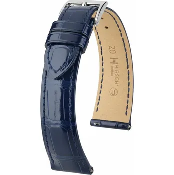 Řemínek na hodinky Kožený řemínek Hirsch London L 04307080-2, modrý, aligátoří kůže, délka L, Quick Release - 20 mm