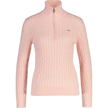 Dámský svetr SVETR GANT STRETCH COTTON CABLE HALF-ZIP APRICOT PINK