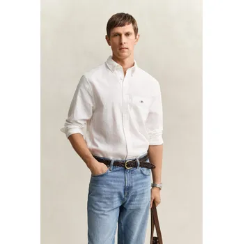 Pánská košile KOŠILE GANT REG COTTON LINEN SHIRT WHITE
