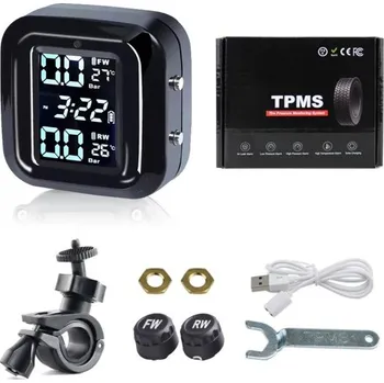 Autoelektronika TPMS systém pro motocykl Sada 2 externí senzory 433 MHz IP67 digitální monitor tlaku a teploty kol