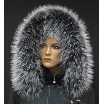 Špongr Kožešinový lem límec na kapuci z finského mývalovce 10031 BLACK & WHITE