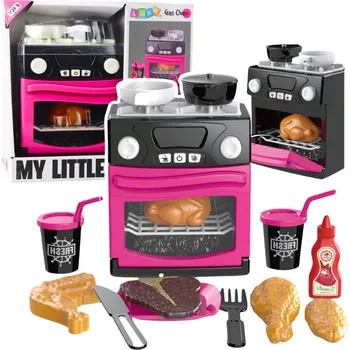 Dětské zboží LEAN Toys Panenková kuchyňka – s troubou, jídlem, světla a zvuky, růžová