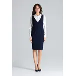 LENITIF Elegantní šaty s výstřihem do V Tmavě modrá