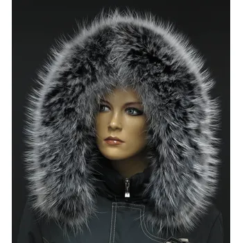 Špongr Kožešinový lem límec na kapuci z finského mývalovce 10035 BLACK & WHITE