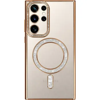 Pouzdro na mobilní telefon Zadní kryt Bling Magsafe pro Samsung Galaxy S26 Ultra zlatý