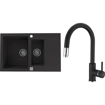 Granitový dřez Set Alveus (dřez Cadit 70 Black 91 + baterie Delos Black 91) SETA25133