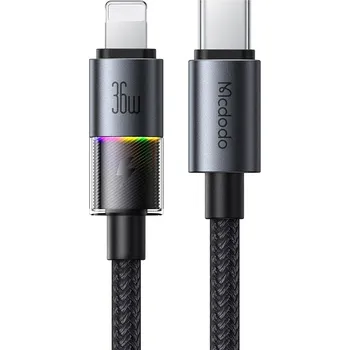 Datový kabel Mcdodo - Datový kabel (CA-8190) - se 7 barevnými světly, USB-C na Lightning, 36W, 3A, 1,2 m - černý