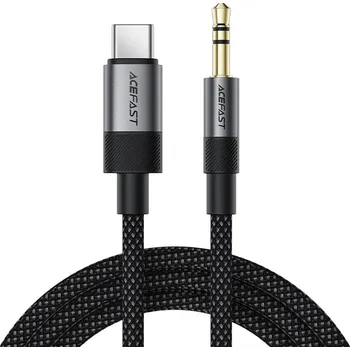 Datový kabel Acefast - Audio kabel (J11) - Mini Jack 3,5 mm na Type-C, hliník + nylonový oplet, Hi-Fi zvuk, Plug & amp; Play, 1 m - černý