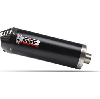 Výfuk pro motocykl Výfuk kompletní 2x1 MIVV OVAL Y.080.KVC Černý s uhlíkovou koncovkou