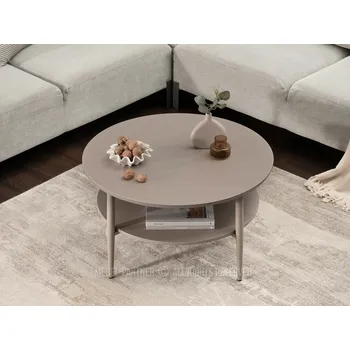 Konferenční stolek Kulatý konferenční stolek TODOR - béžový