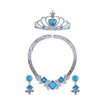 Karnevalový kostým Sada princezna s náhrdelníkem modrá