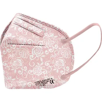 respirátor 5X Český ultratenký NANO respirátor FFP2 - Růžová krajka
