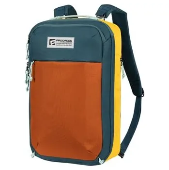 TRAVEL BAG cestovní batoh terakota/tm.modrá/žlutá 25L