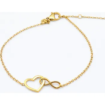 Náramek Flamenco Mystique Náramek z chirurgické oceli pozlacený 14k zlatem, srdce, nekonečno BST1604