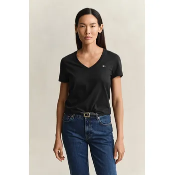 TRIČKO GANT REG SHIELD SS V-NECK T-SHIRT BLACK