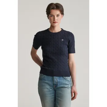Dámský svetr SVETR GANT STRETCH COTTON CABLE SS C-NECK EVENING BLUE