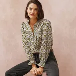 Blancheporte Halenka s volánkem a žabičkováním a potiskem khaki