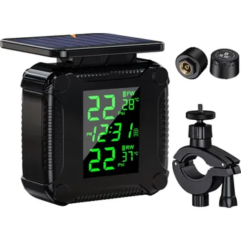 Autoelektronika Solární TPMS M9 Bezdrátový systém hlídání tlaku a teploty pneumatik Barevný displej pro motocykl