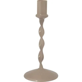 Svícen Storefactory Skleněný svícen Eneby Greige 20 cm