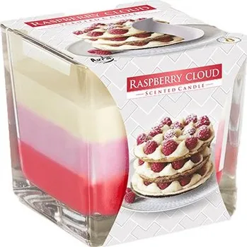 Svíčka Svíce tříbarevná vonná ve skle Malinový mrak