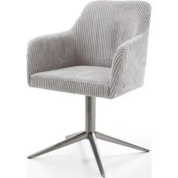 Jídelní židle DELIFE Jídelní židle Greg-Flex manšestr stříbrně šedá křížová podnož grafitová 360° otočná houpací funkce taštičkové pružiny