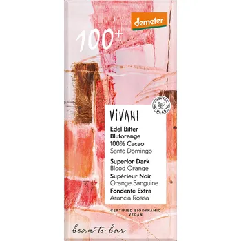 Čokoláda Bio hořká 100% s krvavým pomerančem VIVANI 90 g