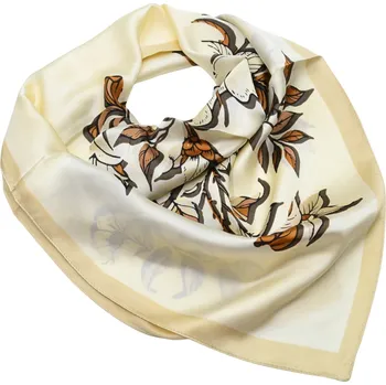Šátek Šátek - béžový s hnědým květinovým potiskem