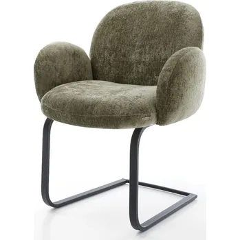 Jídelní židle DELIFE Jídelní židle Nube-Flex s područkami žinylka olivová jídelní židle plochá černá taštičkové pružiny