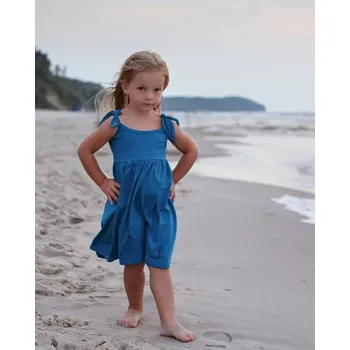 Dívčí šaty Dívčí šaty JOŽÁNEK s vázáním na ramenou, tmavý tyrkys