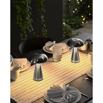 Venkovní osvětlení Sada 2 bezdrátových stolních LED lamp stříbrný kov pro vnitřní i venkovní použití s USB-C portem dobíjecí Beliani