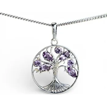 Přívěsek Strom života, ametyst, přívěsek, stříbro 925/1000