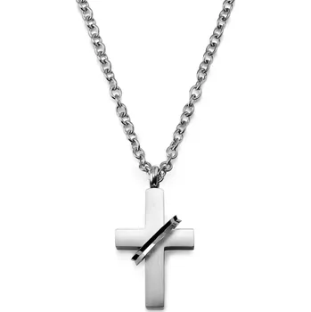 Náhrdelník Náhrdelník s krátkým křížkem s kroužkem ve stříbrné barvě - Lucleon