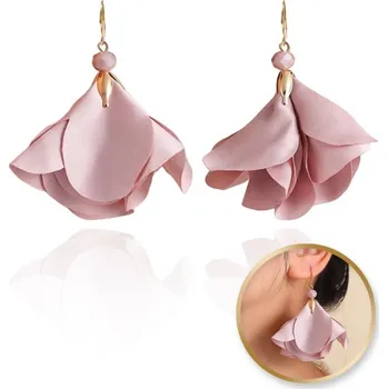 Náušnice Flamenco Mystique Visací náušnice, poutavé látkové květiny, korálky K1703