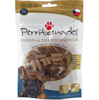 Pamlsek pro psa Pochoutka Perrito kuře a treska, sendvič 100g-KARTON