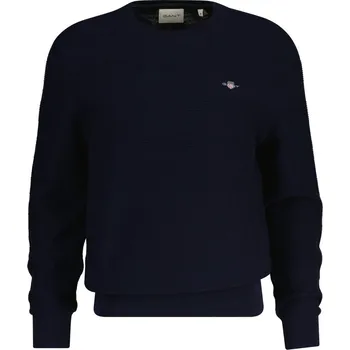 Pánský svetr SVETR GANT COTTON TEXTURE C-NECK EVENING BLUE